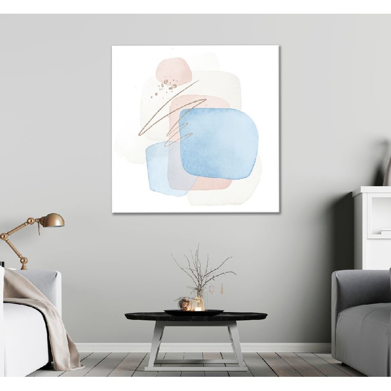 Square Canvas Pink & Blue Abstract Shapes Design High Quality Print 100% Australian Made