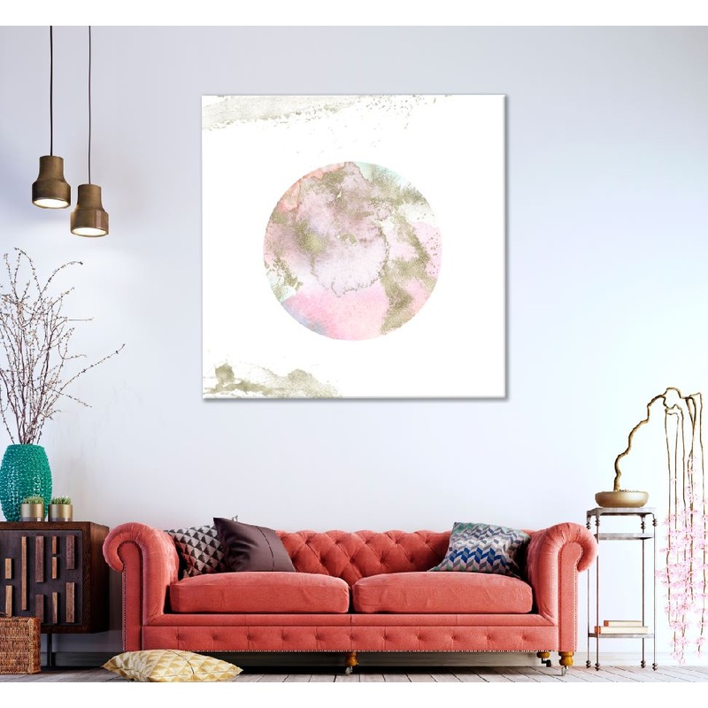 Square Canvas Pink & Gold Abstract Circle Design High Quality Print 100% Australian Made