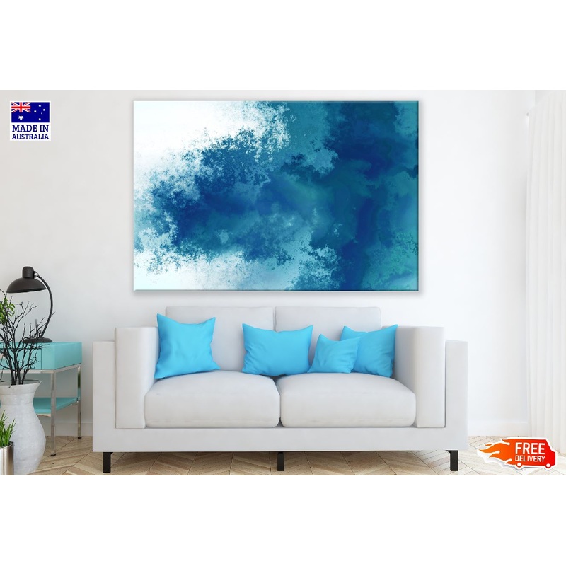 White & Blue Abstract Design Print 100% Australian Made