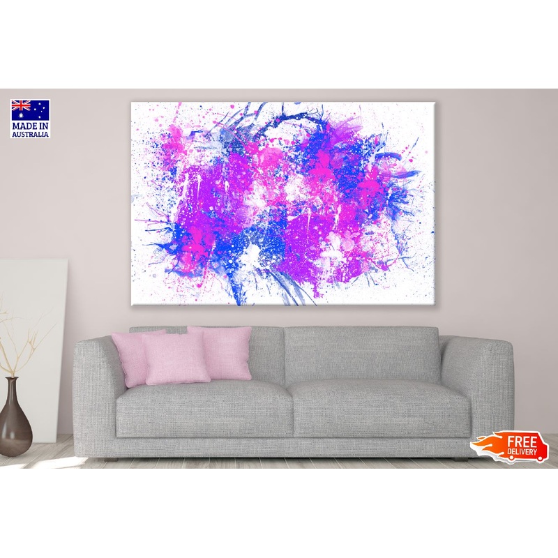 White Blue & Pink Spots Abstract Design Print 100% Australian Made