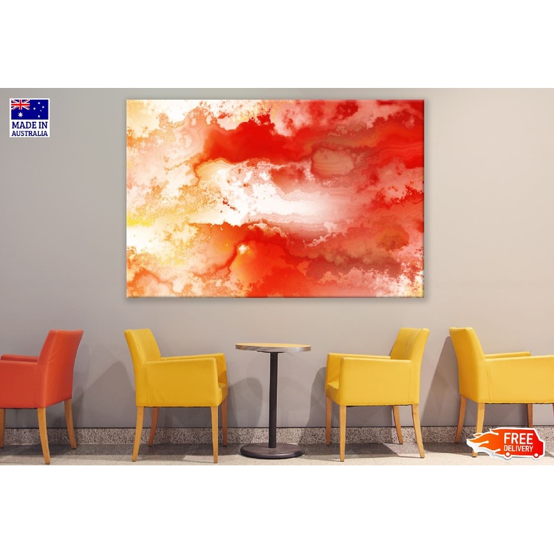 White Gold & Red Abstract Design Print 100% Australian Made