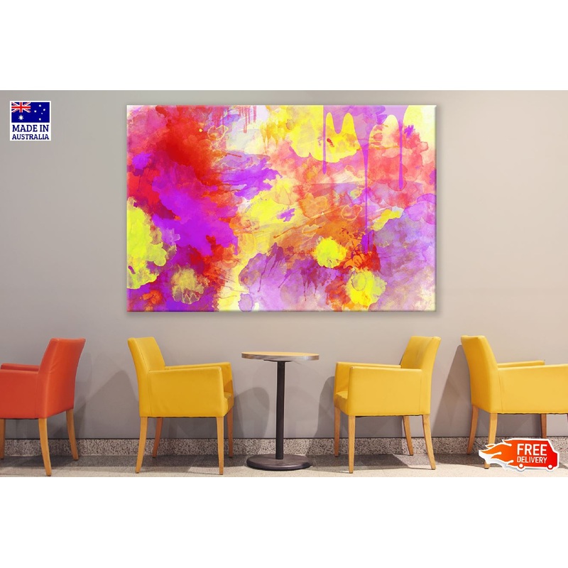 Yellow Purple & Red Abstract Design Print 100% Australian Made