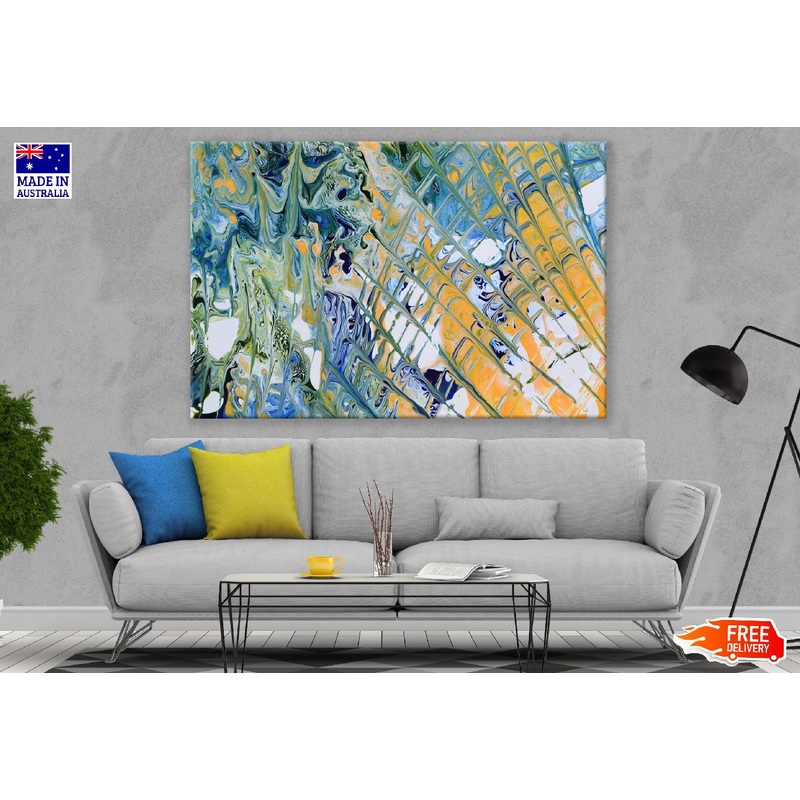 Abstract Yellow & Blue Glass Design Print 100% Australian Made