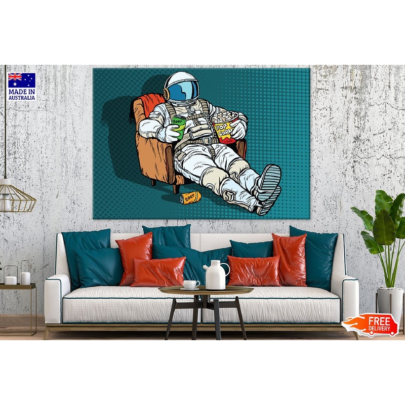 Astronaut with Beer & Pop Corn Print 100% Australian Made