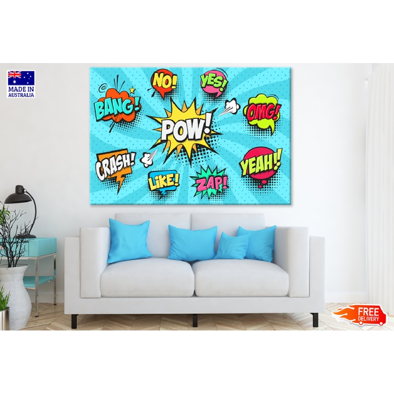 BANG NO YES LIKE Speech Bubbles Illustration Print 100% Australian Made