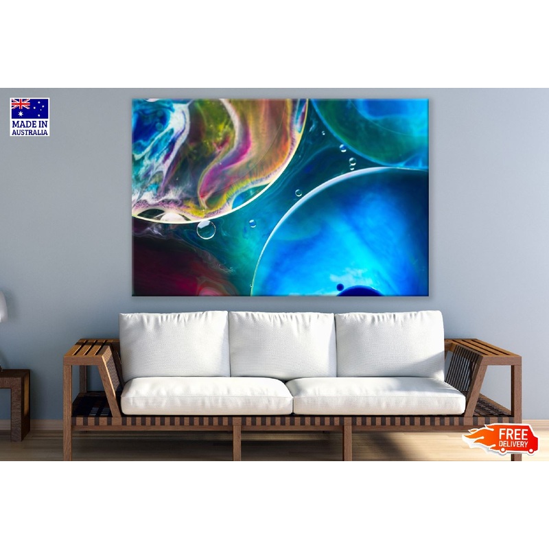 Blue Color Circle Digital Abstract Design Print 100% Australian Made