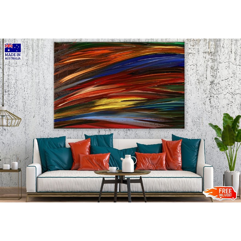 Blue Yellow & Red Lines Abstract Design Print 100% Australian Made