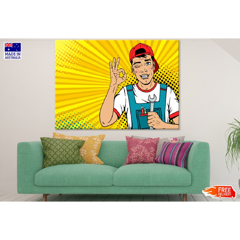 Boy Holds a Wrench Illustration Print 100% Australian Made