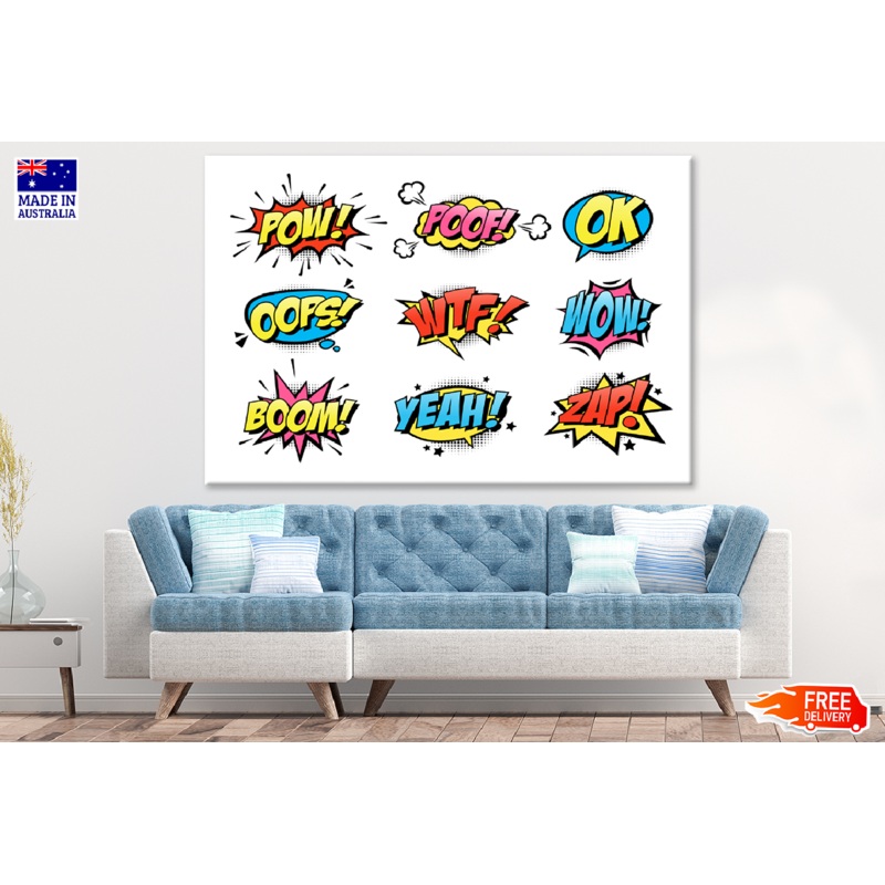 POW OK OOPS Speech Bubbles Illustration Print 100% Australian Made