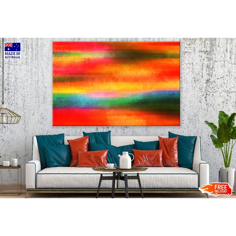 Red Yellow & Green Color Abstract Design Print 100% Australian Made