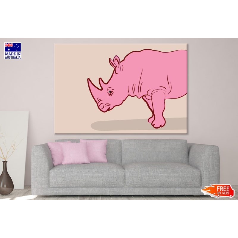 Rhinoceros Pink Vector Art Print 100% Australian Made