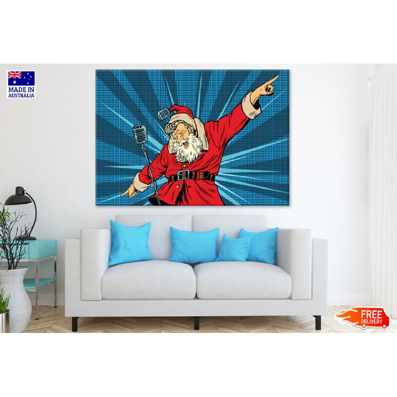 Santa Claus Singing Illustration Print 100% Australian Made