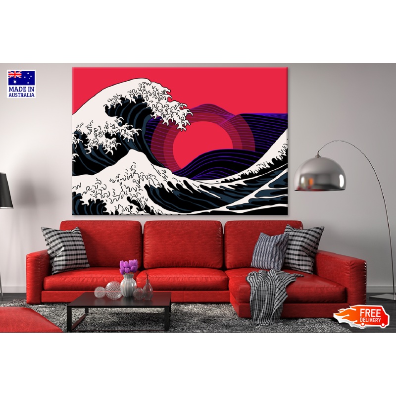 Sea Waves & Sun Illustration Print 100% Australian Made