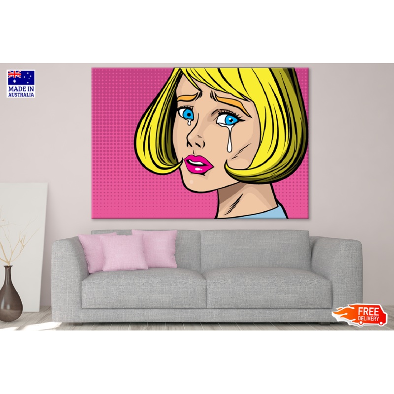 Short Hair Crying Girl Portrait Illustration Print 100% Australian Made