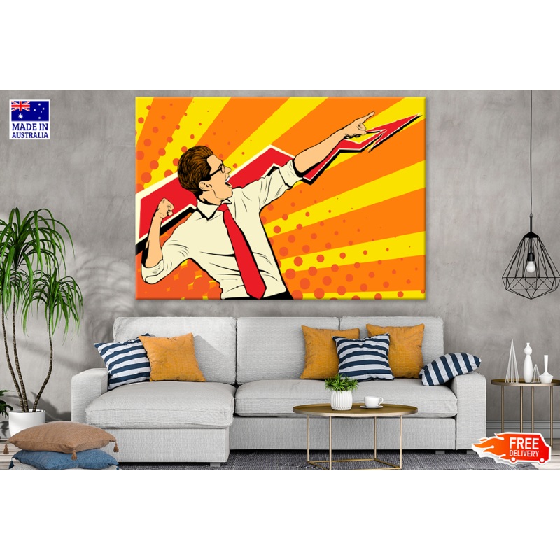 Successful Man & Lightning Shape Illustration Print 100% Australian Made