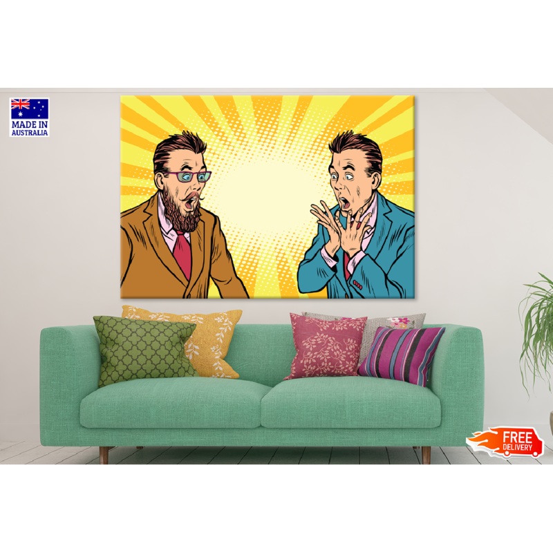Surprised Bearded Man & Business Man Illustration Print 100% Australian Made