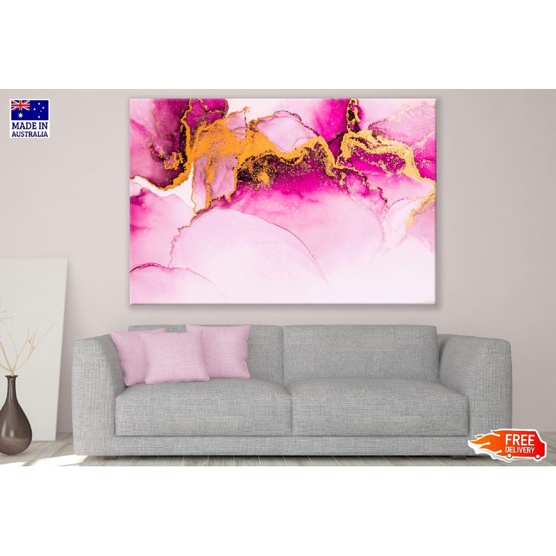 White Gold & Pink Abstract Design Print 100% Australian Made