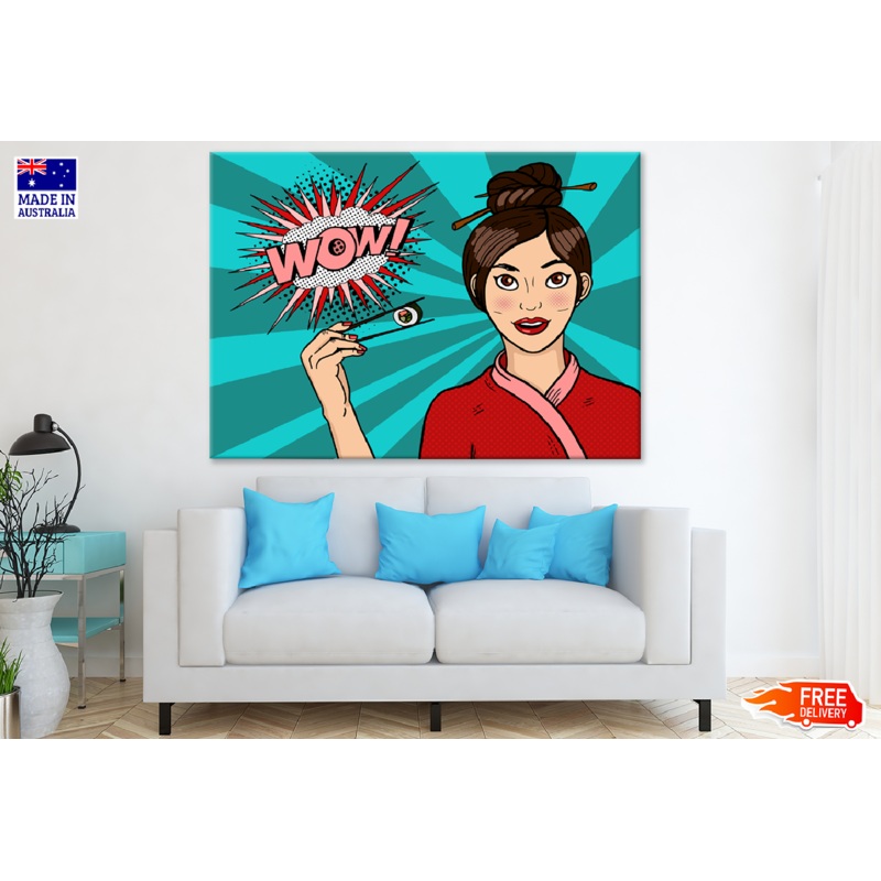 WOW Quote & Japanese Girl Illustration Print 100% Australian Made