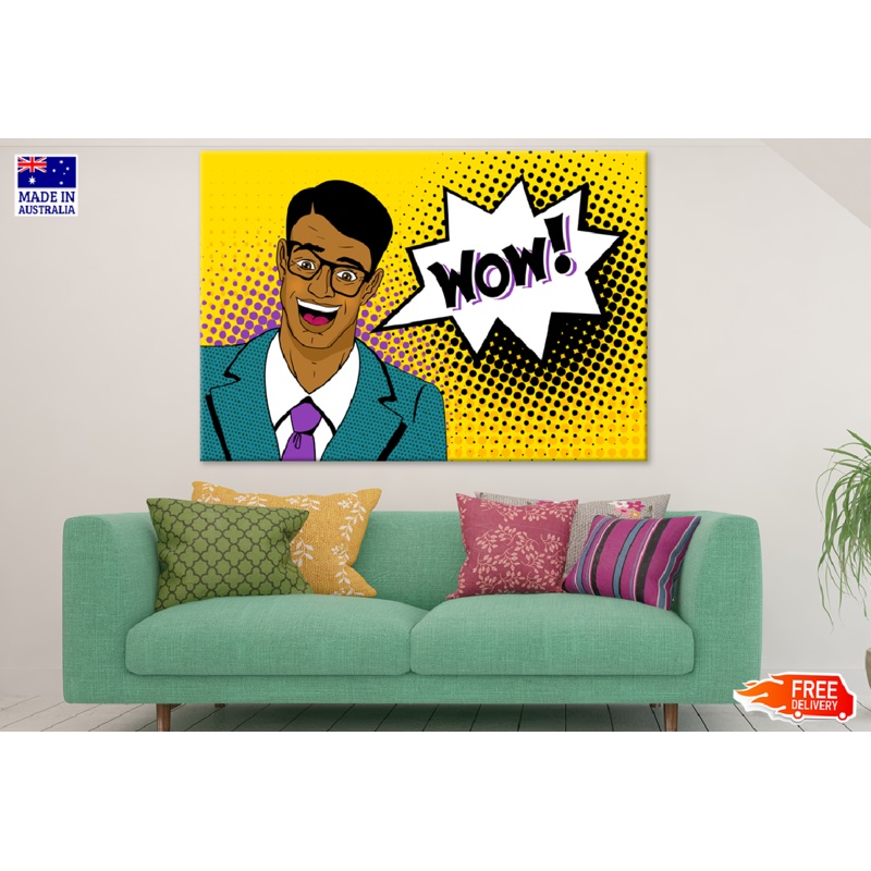 WOW Quote & Man With Coat Vector Print 100% Australian Made