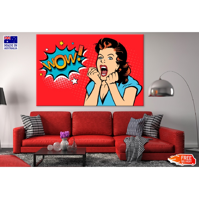 WOW Quote & Surprised Girl Illustration Print 100% Australian Made