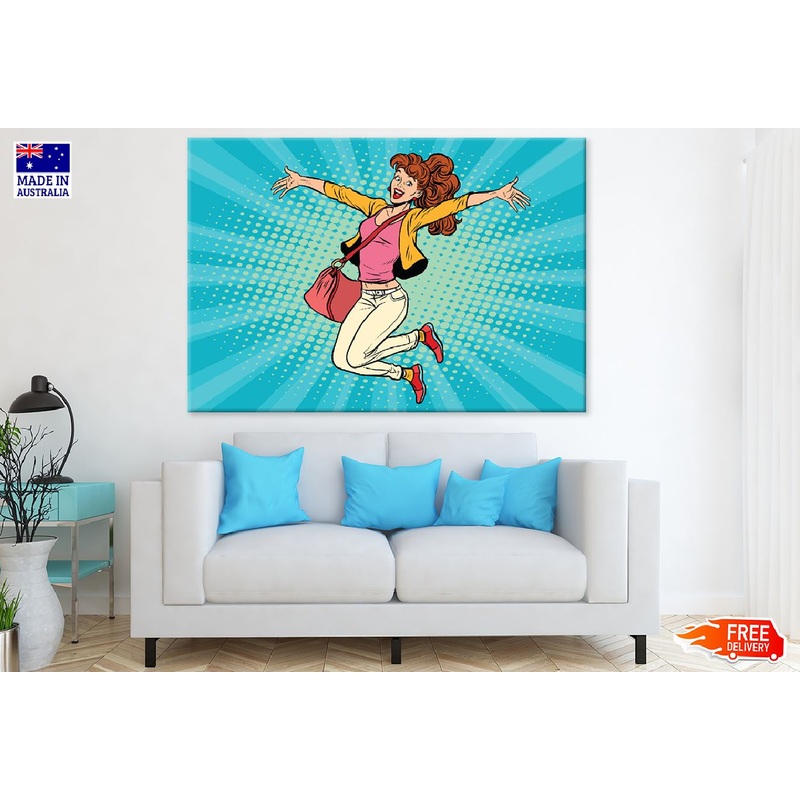 Young Fashion Woman Jumping Print 100% Australian Made