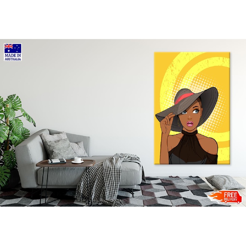 African Girl with Hat Illustration Print 100% Australian Made