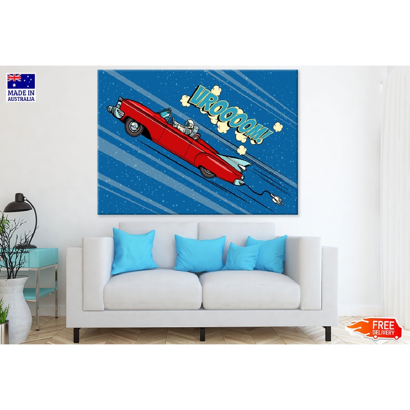 Astronaut Riding A Car & Vrooom Quote Print 100% Australian Made