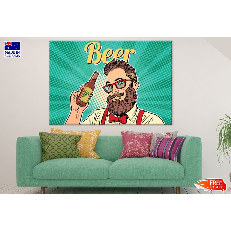 Beer Quote & Bearded Man Illustration Print 100% Australian Made