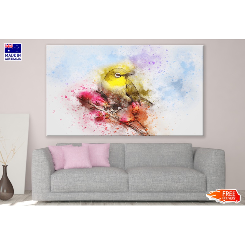 Bird On Flower Trees Abstract Design Print 100% Australian Made