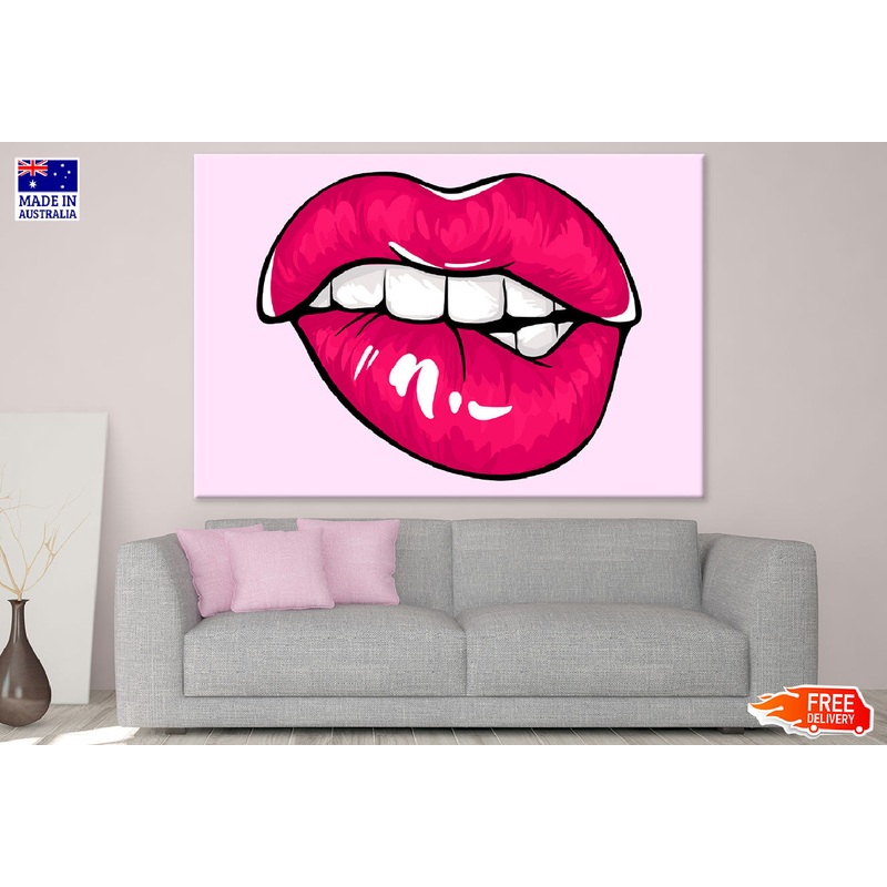 Biting Lips Colorful Illustration Print 100% Australian Made