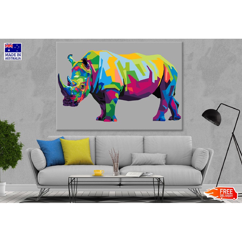 Colorful Abstract Rhinoceros Design Print 100% Australian Made