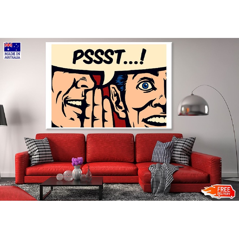 PSST Chat Bubbke & Men Whispering Illustration Print 100% Australian Made