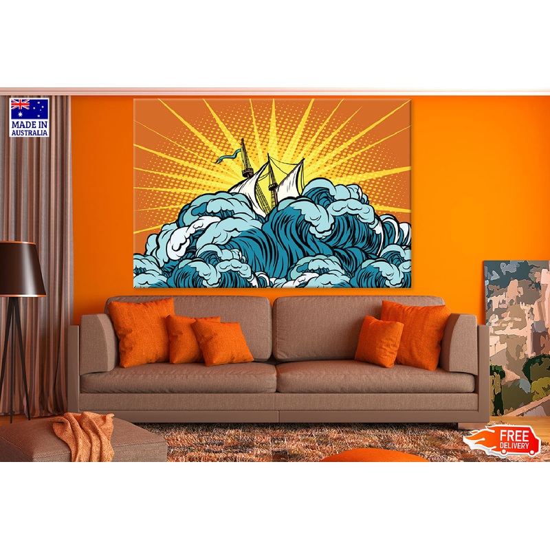 Ship On Sea Illustration Print 100% Australian Made