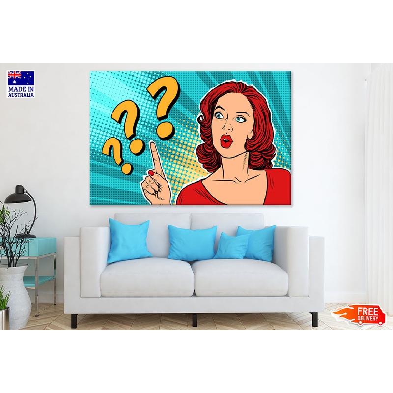 Short Hair Girl with Question Marks Quote Illustration Print 100% Australian Made