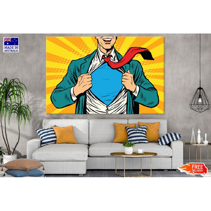 Super Hero Male Businessman Illustration Print 100% Australian Made