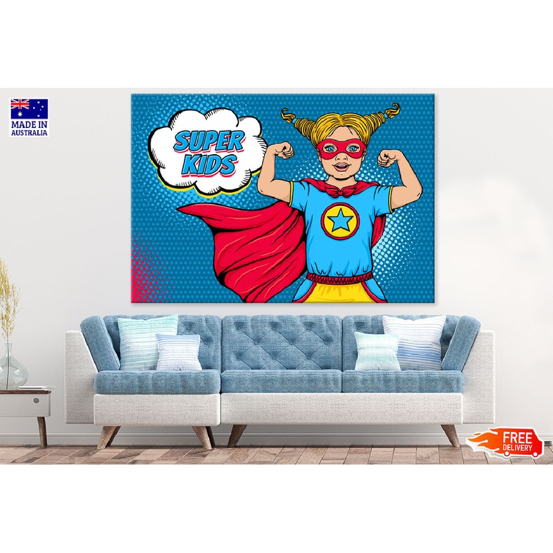 Super Kids Girl Colorful Illustration Print 100% Australian Made