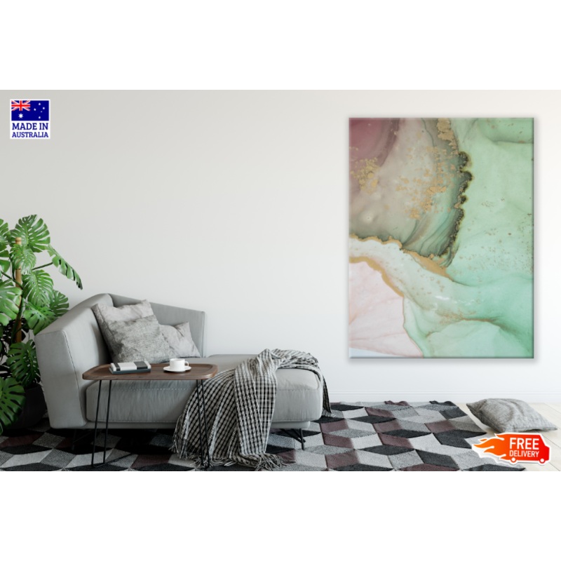 White & Green Abstract Design Print 100% Australian Made