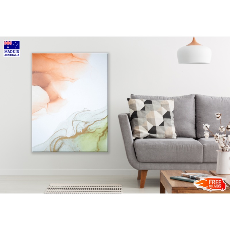 White Green & Orange Abstract Design Print 100% Australian Made
