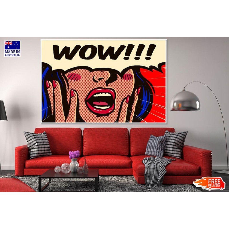 WOW Chat Bubble & Screaming Girl Illustration Print 100% Australian Made