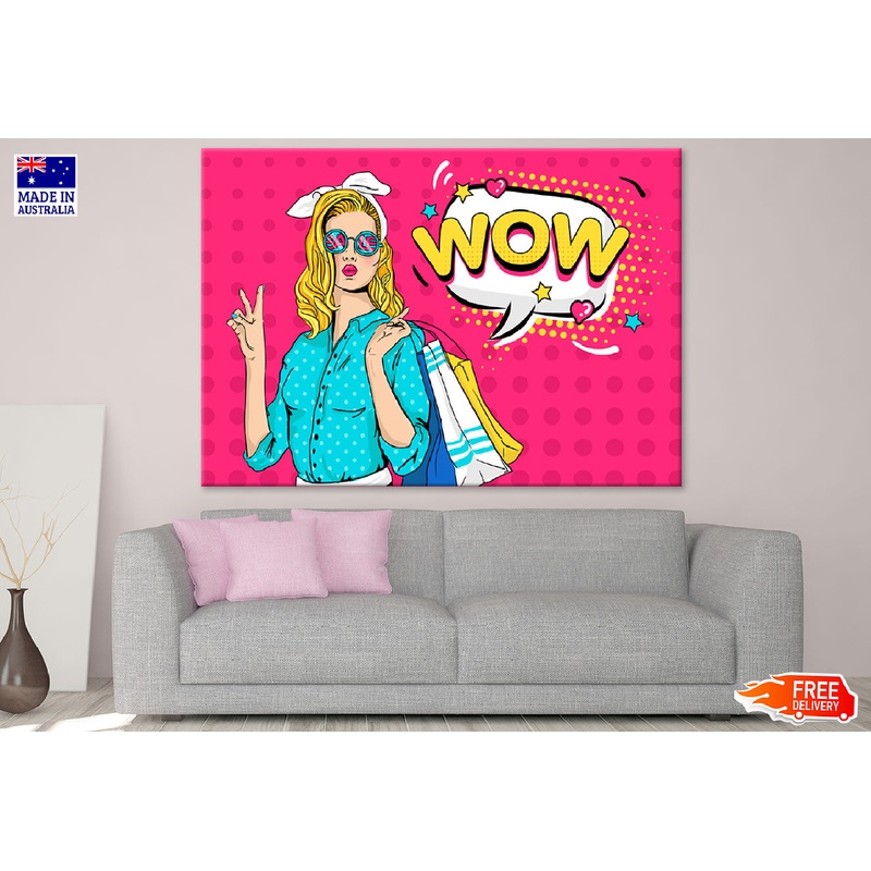 Wow Quote & Fashion Girl Vector Print 100% Australian Made