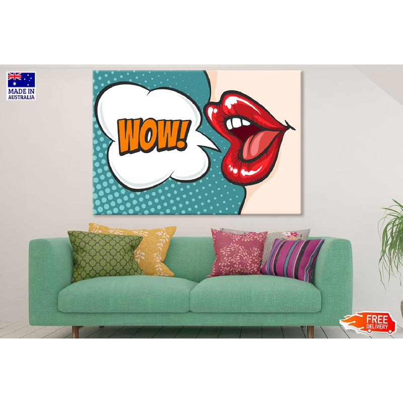 Wow Quote & Girl Mouth Illustration Print 100% Australian Made