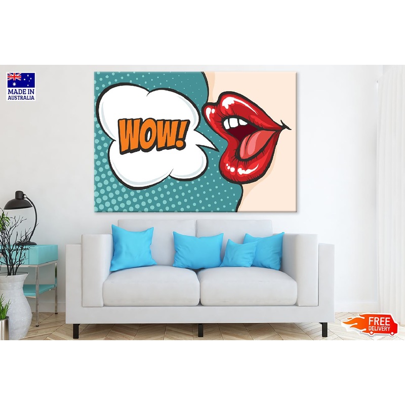 WOW Quote & Girl Mouth Vector Print 100% Australian Made