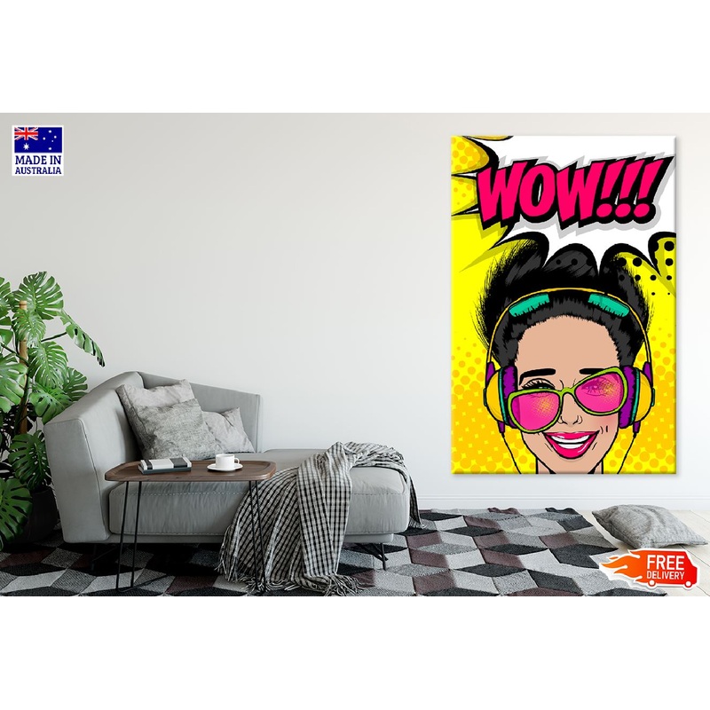 WOW Quote & Girl with Sunglasses Illustration Print 100% Australian Made