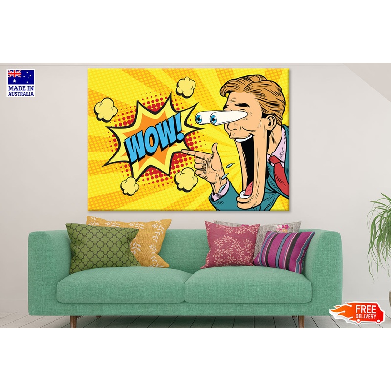 Wow Quote & Surprised Man Illustration Print 100% Australian Made