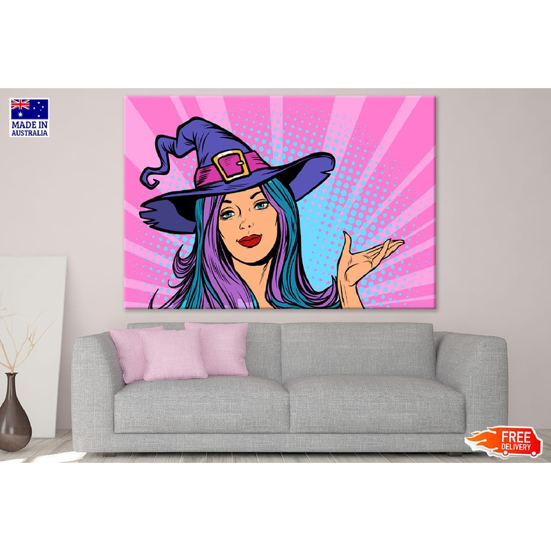 Young Hot Girl With Witch Hat Illustration Print 100% Australian Made
