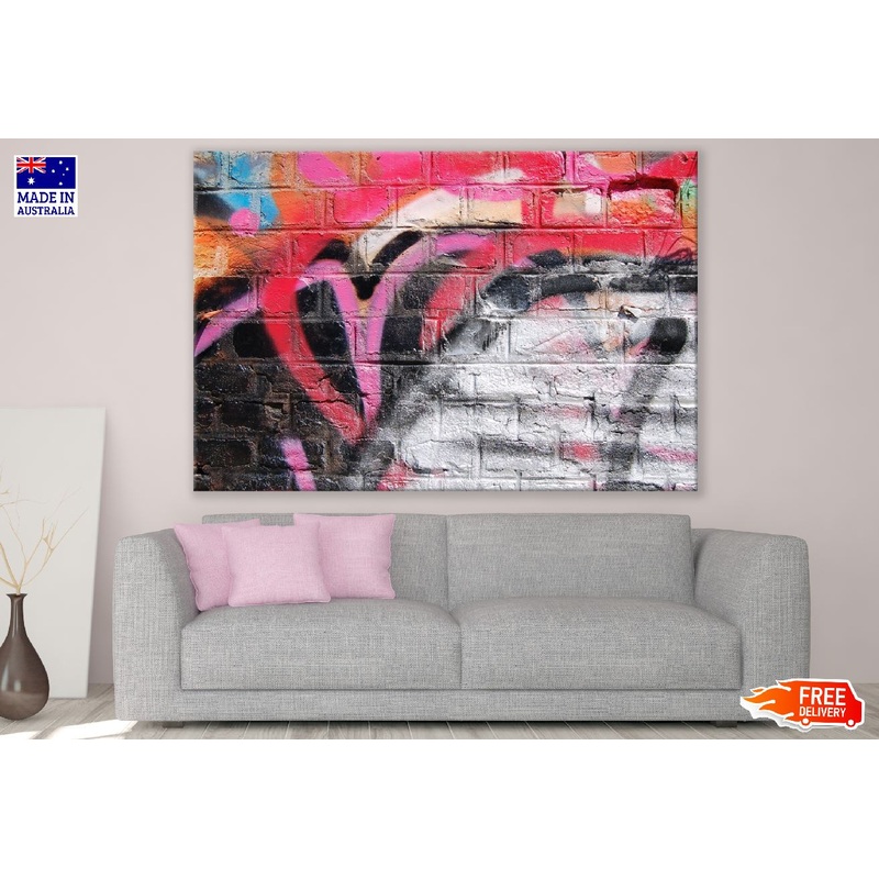 Black Red & Pink Paint Abstract Design Print 100% Australian Made