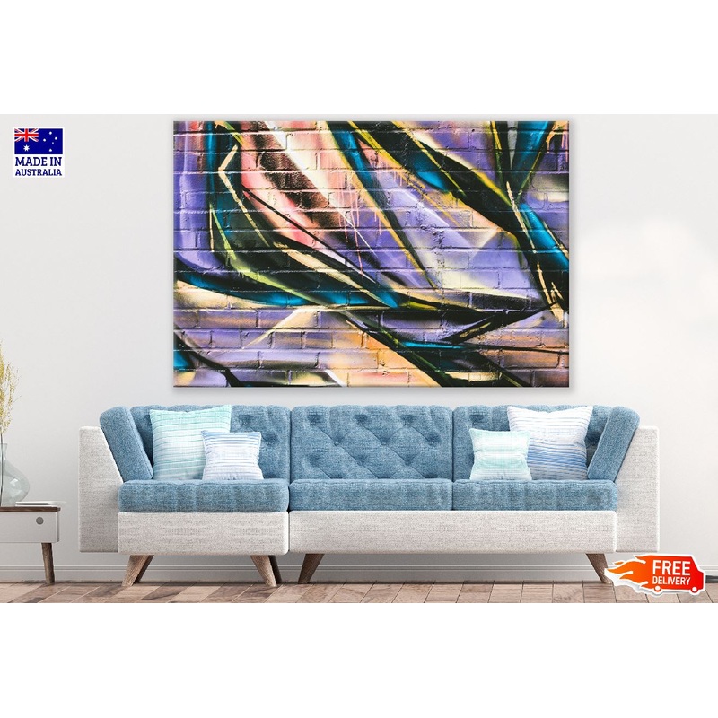 Black Yellow & Purple Paint Abstract Design Print 100% Australian Made
