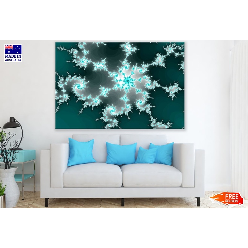 Blue Fractal Spiral Abstract Design Print 100% Australian Made