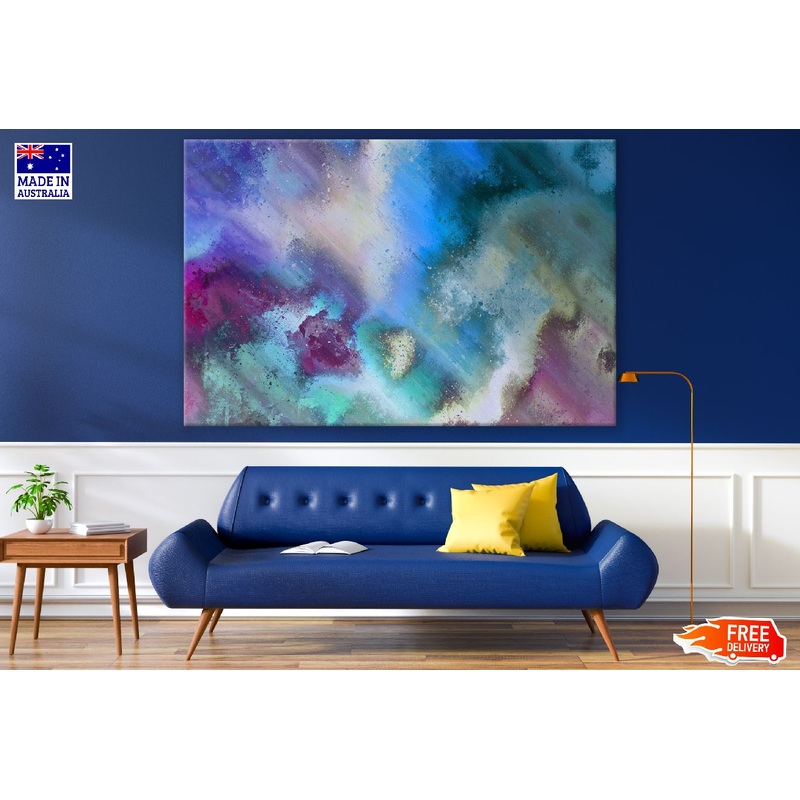 Blue Grey & Purple Abstract Design Print 100% Australian Made