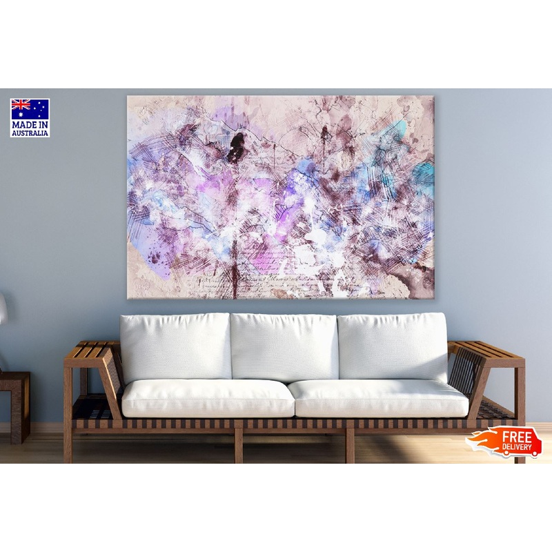 Blue Purple & Grey Abstract Design Print 100% Australian Made